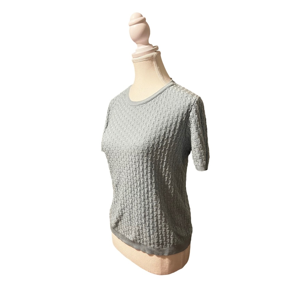 Alfred Dunner Soft Gray Textured Knit Sweater - Picture 2 of 5